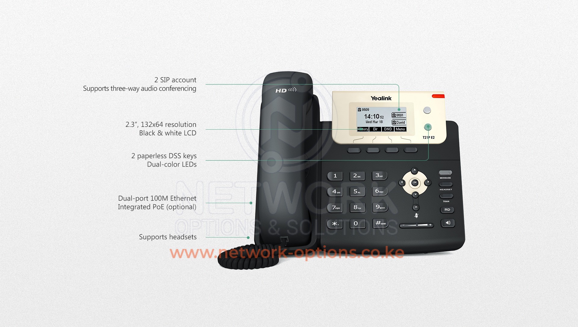Yealink SIP-T21(P) E2 Entry-level IP phone with 2 Lines & HD voice