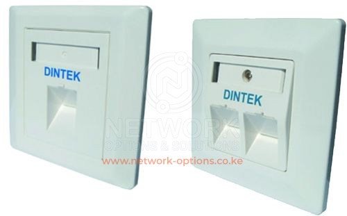 DINTEK 2 Port UK Style Angled Wall Plate with Shutter Kenya